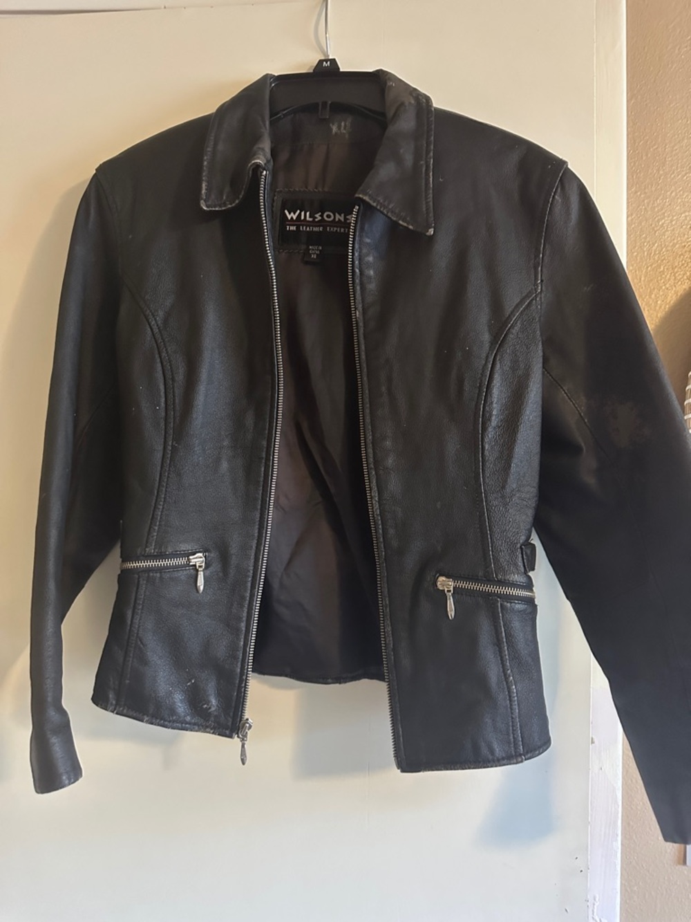 Vintage Biker Style Wilson Black Women's Leather Zip Front Jacket